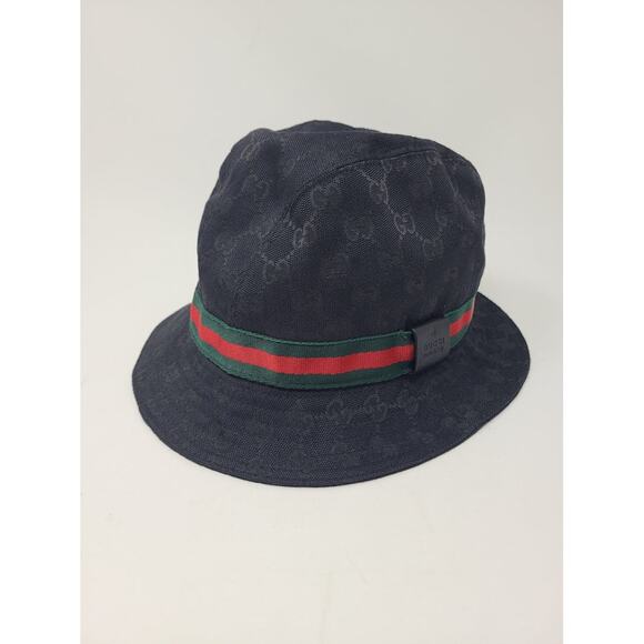 Gucci Black signature GG Monogram print bucket hat L sz - Picture 3 of 9